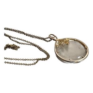 Elegant Gold Long Chain Magnifying Pendant Necklace